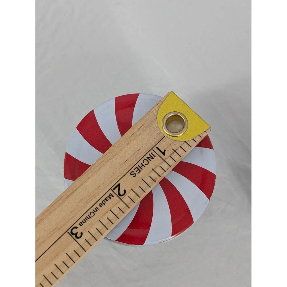 Holiday Style Glass Canister‎ Jar 4 oz Candy Cane Lid Set of 3 Christmas Jar